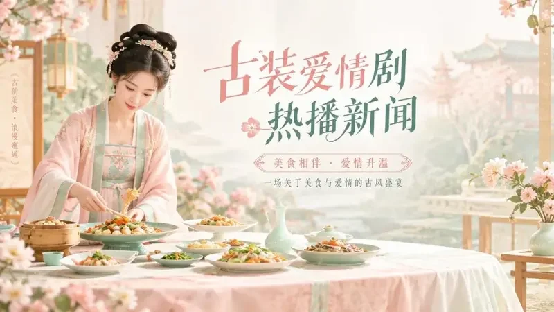 AI美好短剧资讯配图：古装甜宠新作《古代小厨娘》定档，一口美食一段姻缘
